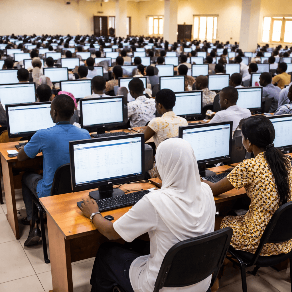 Students taking CBT exam